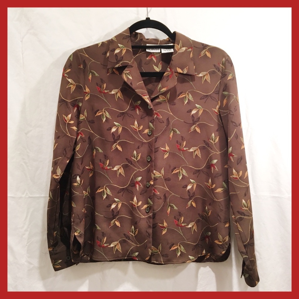 Vintage Leaf Print Top